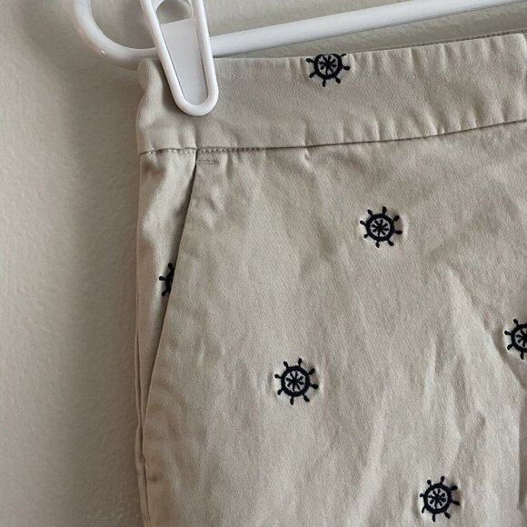 Talbots Women 2P Beige Khaki Embroidered Nautical Preppy Bermuda Shorts - Picture 3 of 7